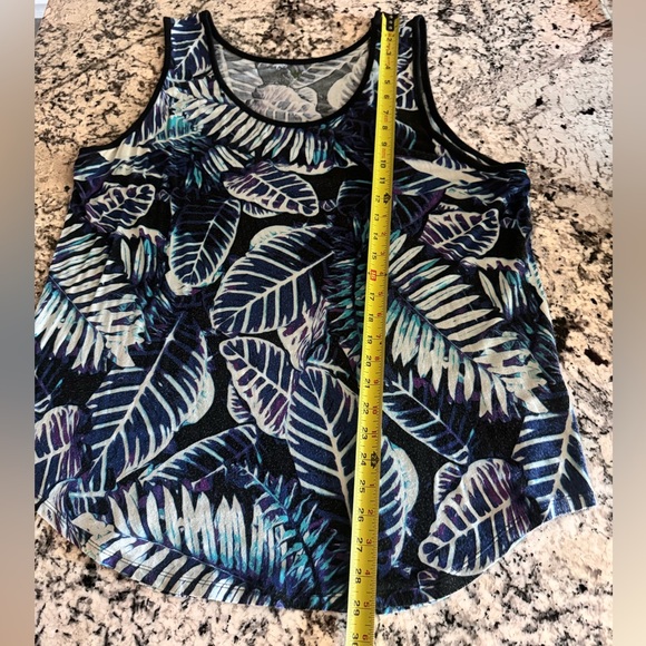 Palm Harbour Sleeveless Knit Tank Top Size XL Blue Black Palm Leaf Design GUC - Picture 9 of 13